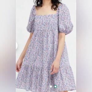 UNIQLO Babydoll Cotton Square Neck Mini Dress